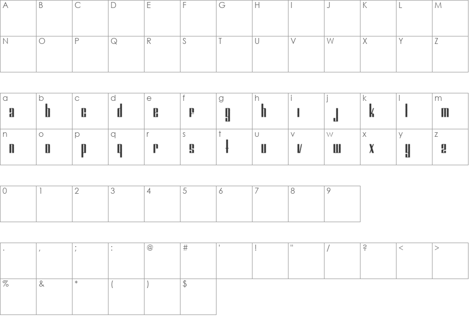 Trajma font character map preview