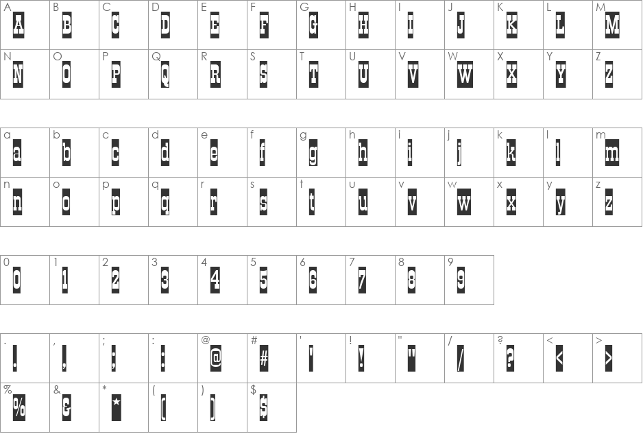 TraktirCameo font character map preview