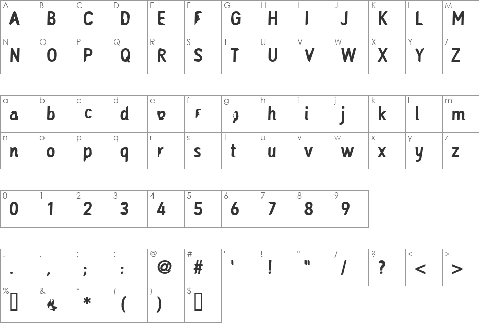 TrampaInteP font character map preview