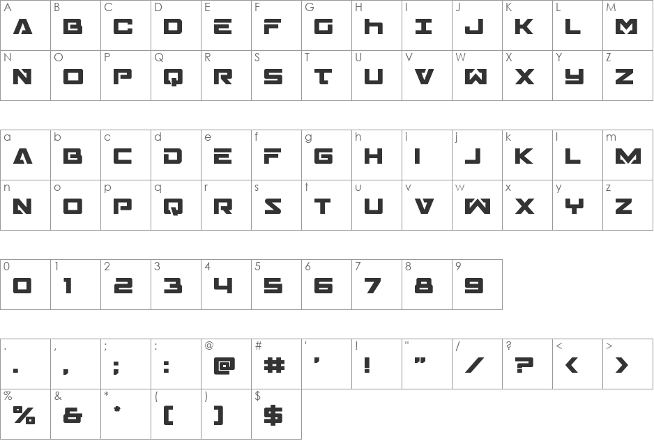 Trans-America Platinum Italic font character map preview