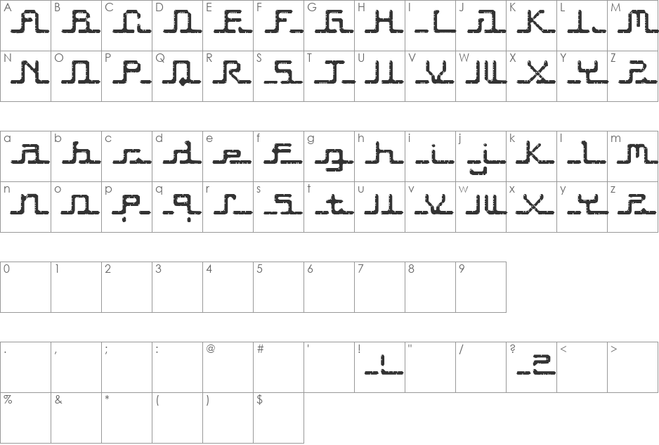 Transcript font character map preview