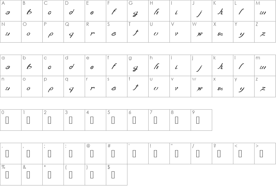 transient2 font character map preview