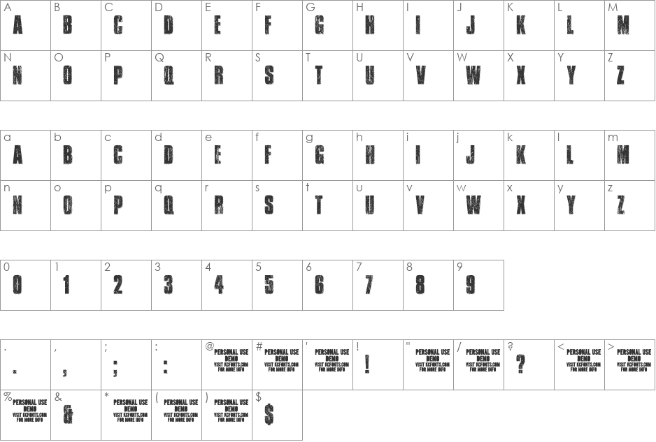 Transit Display font character map preview