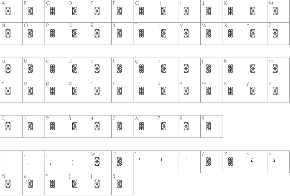 Transponder Grid AOE font character map preview