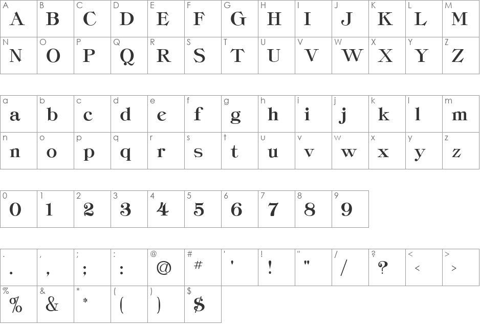 Advokat font character map preview