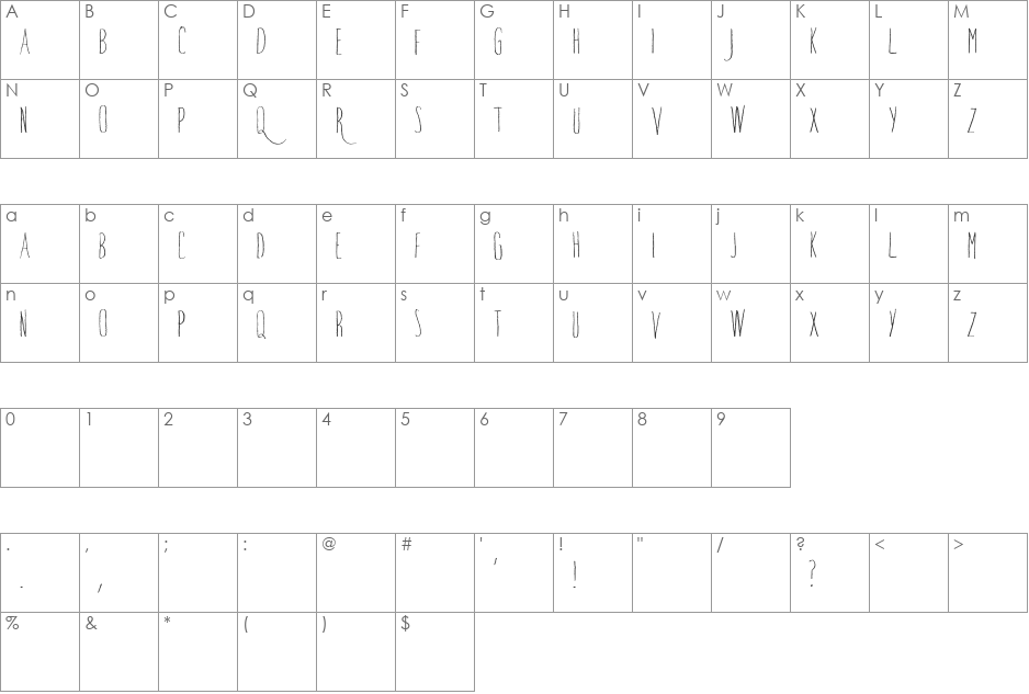 Trap One font character map preview