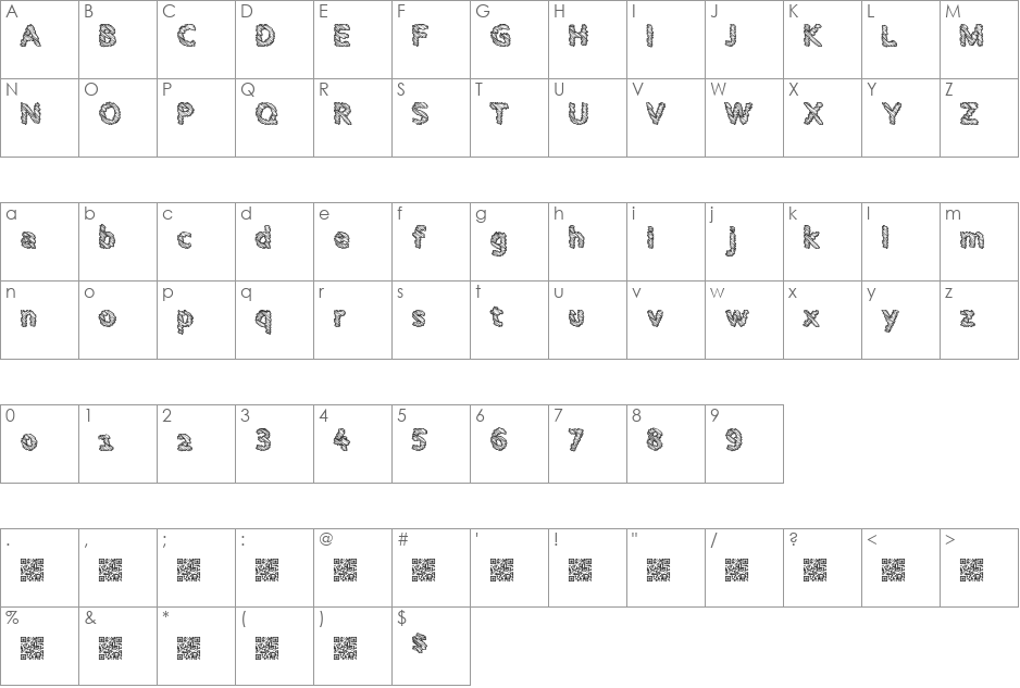 TrapMusic font character map preview