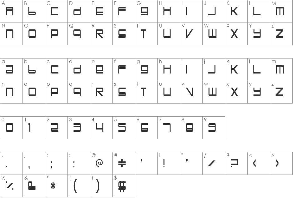 Trapper John font character map preview