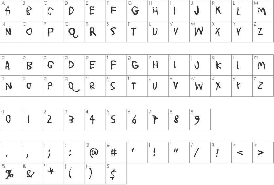 Trash! More trash! font character map preview
