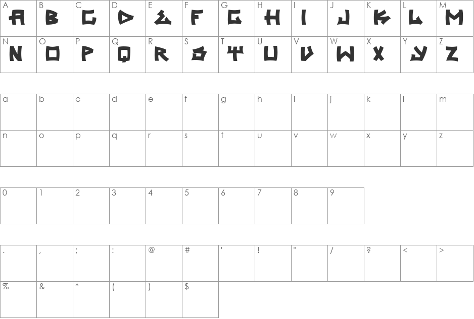 trasher font character map preview
