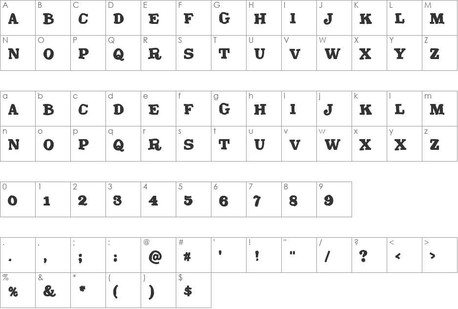 TrashMash font character map preview