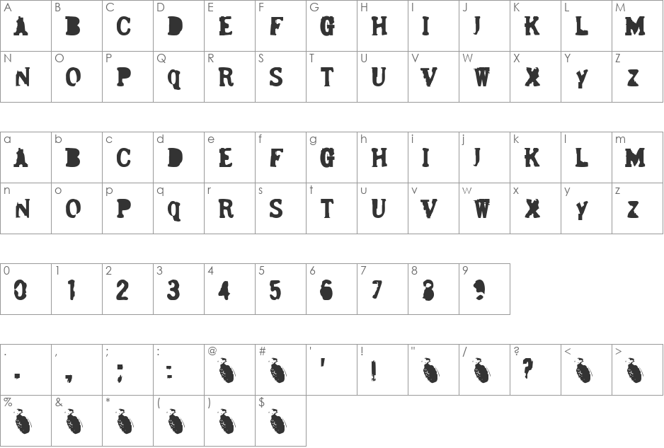 Bergmark font character map preview