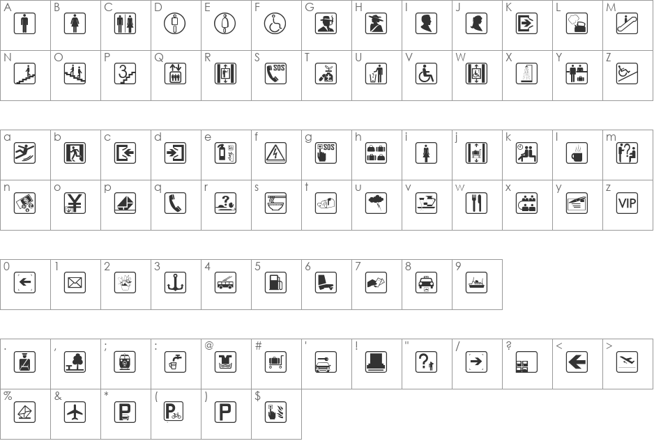 travesia tfb font character map preview