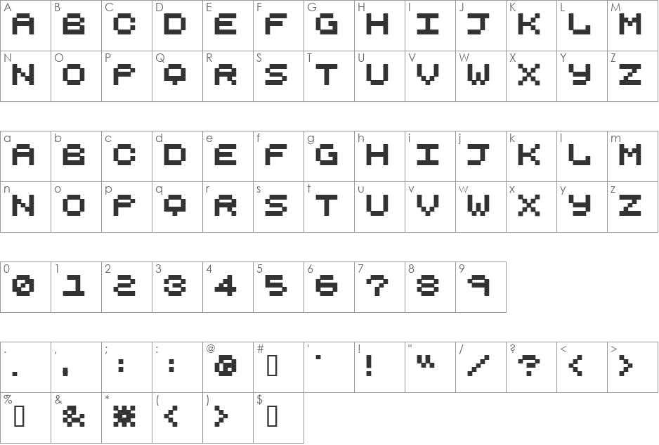 trdnt font character map preview
