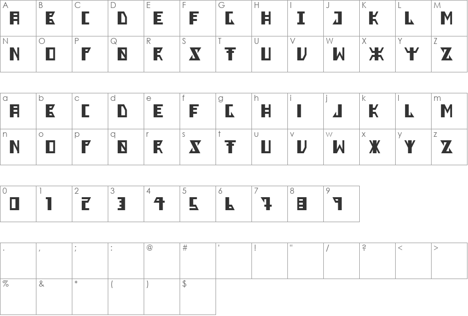 Berkel font character map preview