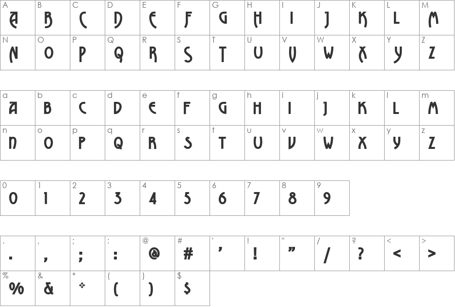 Advokat Modern font character map preview