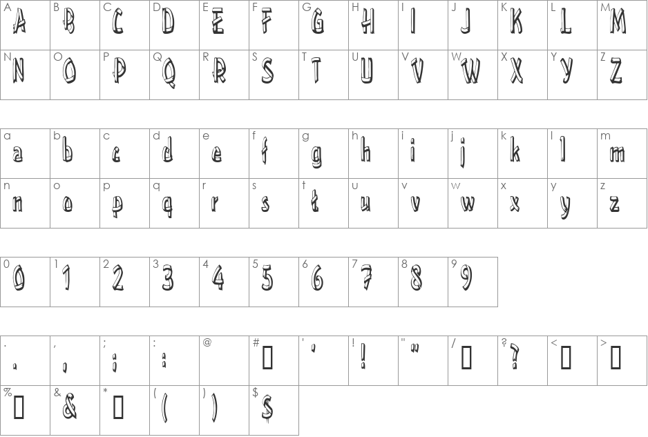 TreehouseCondensed font character map preview