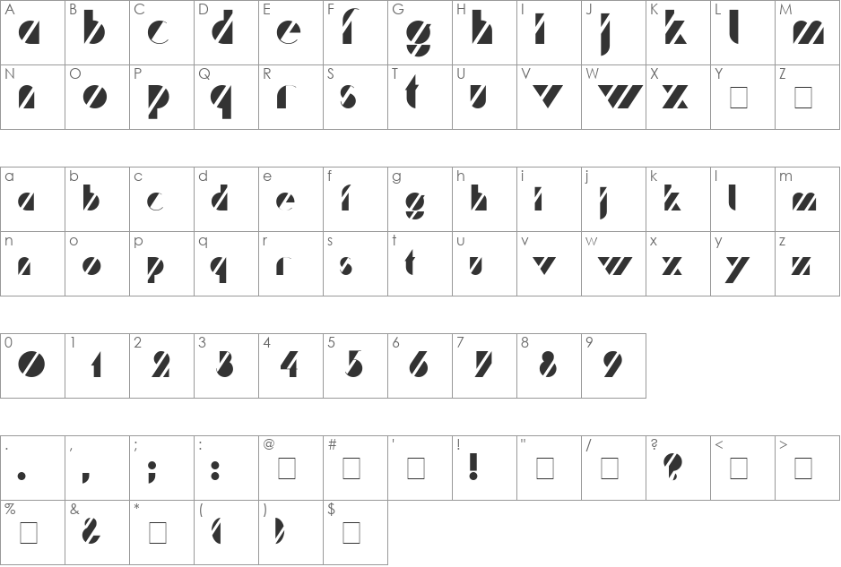 Treffi font character map preview