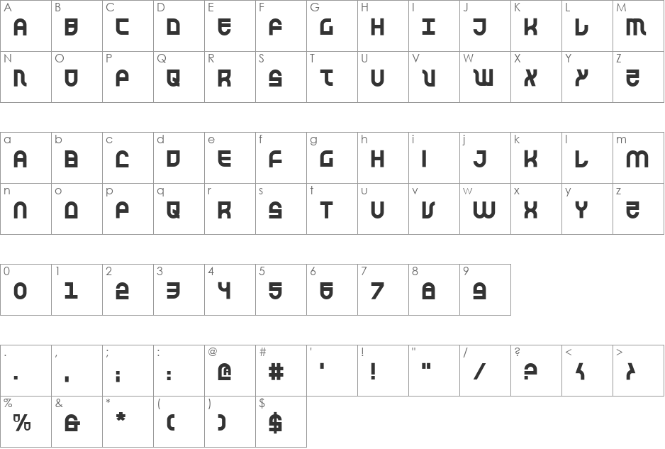 Trek Trooper font character map preview