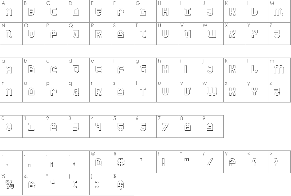 Trek Trooper 3D font character map preview