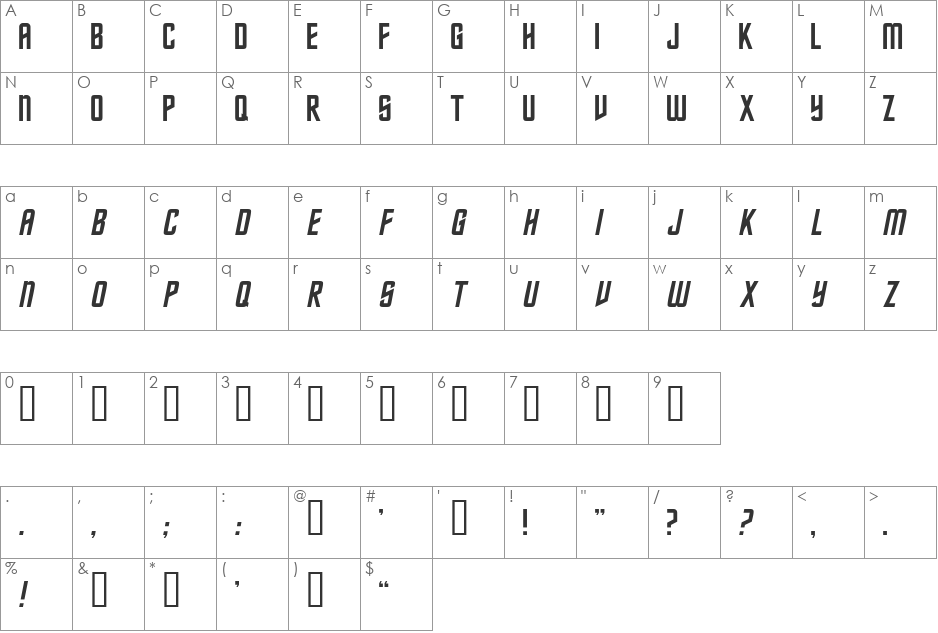 TrekkieSansSSK font character map preview