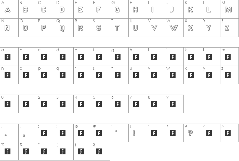 Trelief Rounded font character map preview