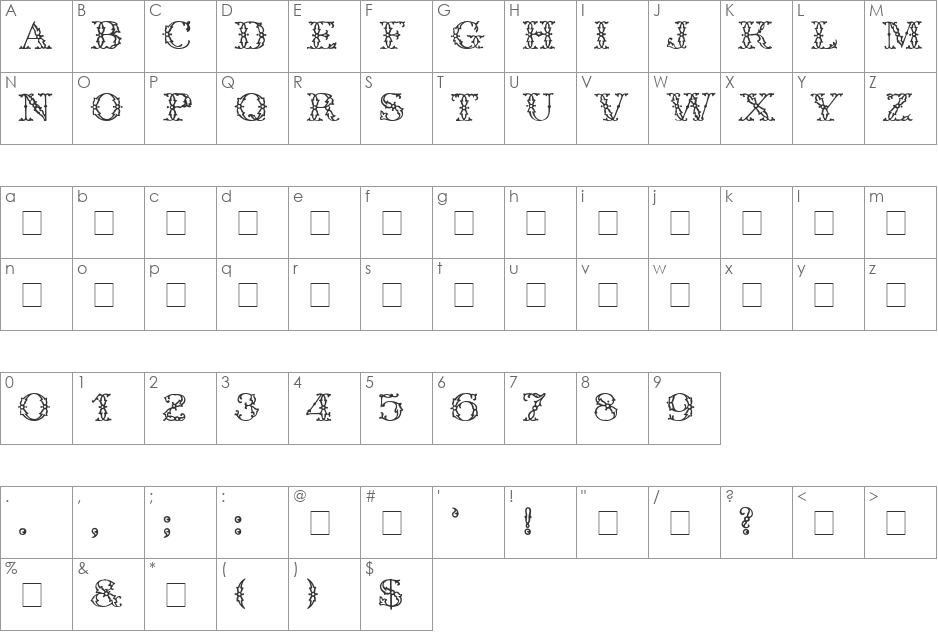 Trellis Display Caps SSi font character map preview