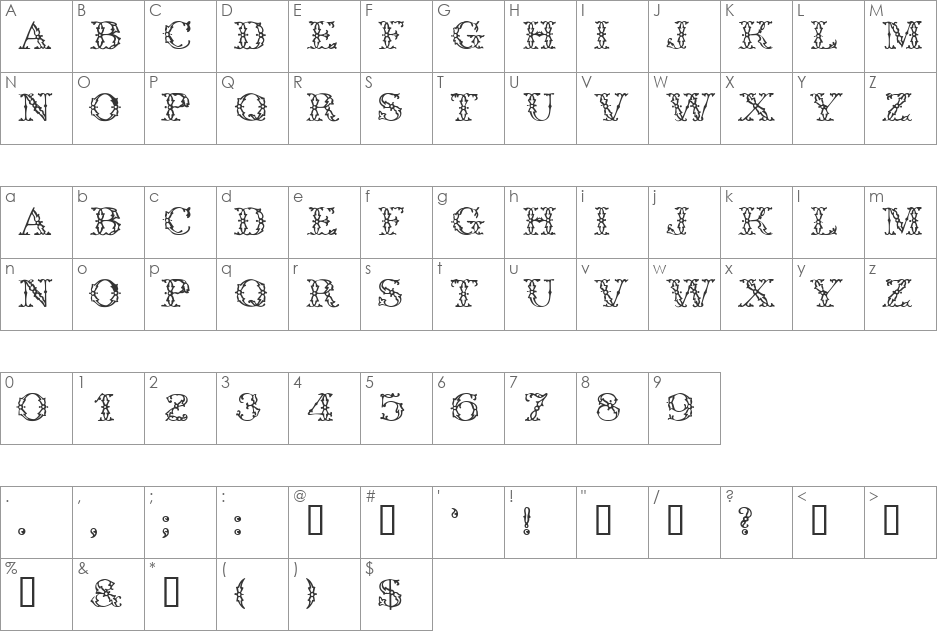 TrellisDisplayCapsSSi font character map preview