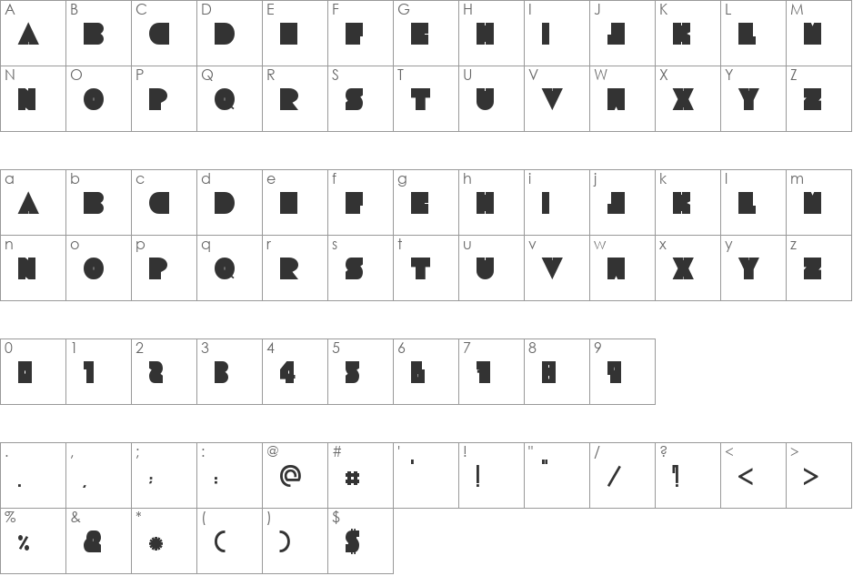 Tresdias font character map preview