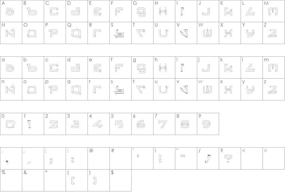 Tresor Eins font character map preview