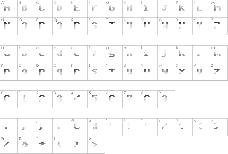 Triad font character map preview