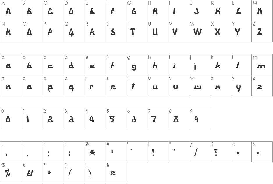 Triangulor font character map preview