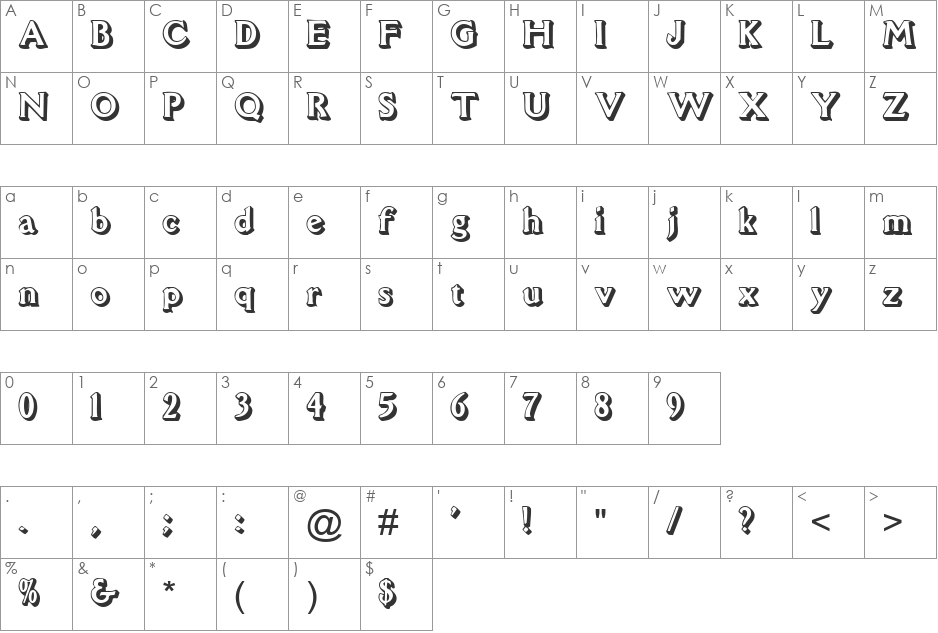Triathlon font character map preview