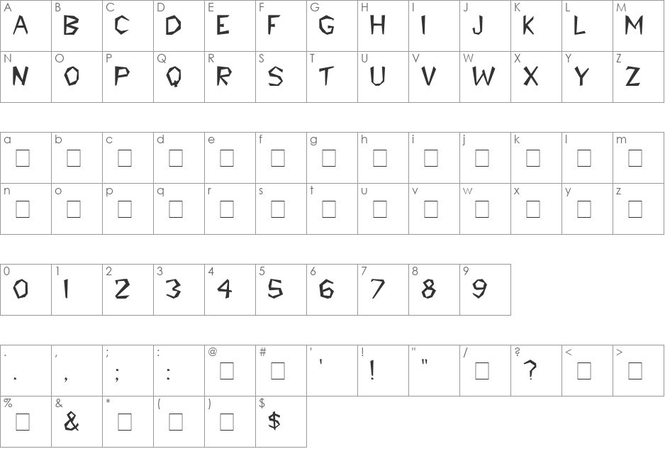 Tribal Display Caps SSi font character map preview