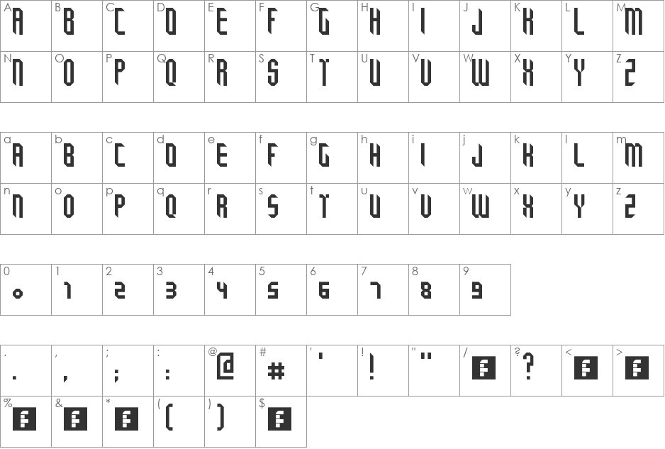 Tricube font character map preview