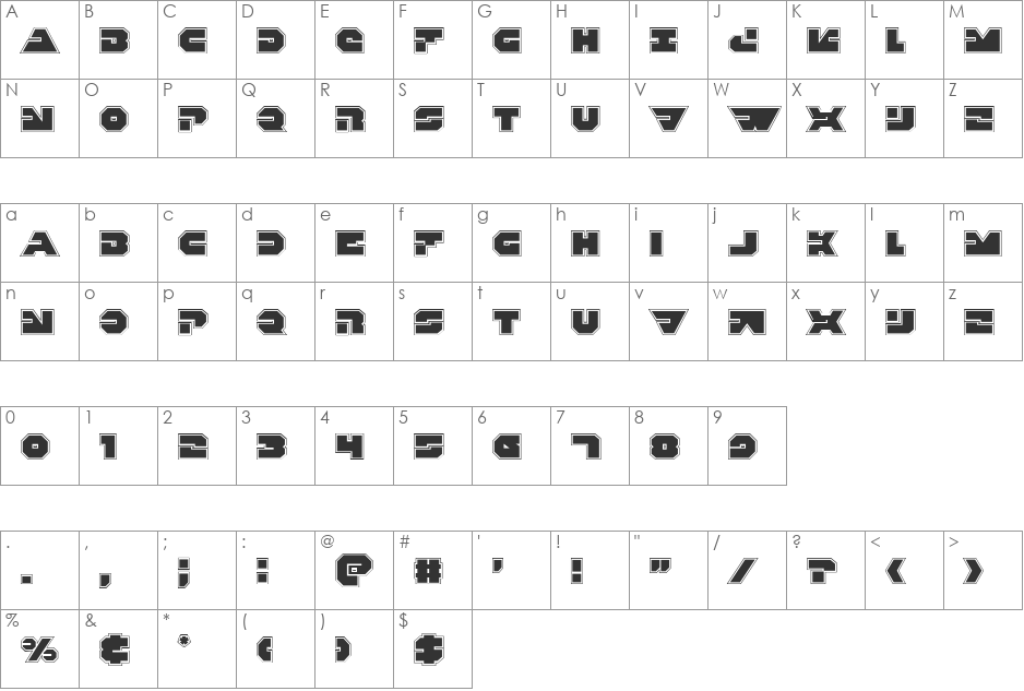 Trigger Man Pro font character map preview