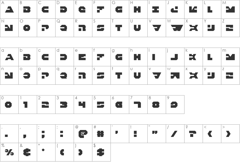 Trigger Man Pro Italic font character map preview