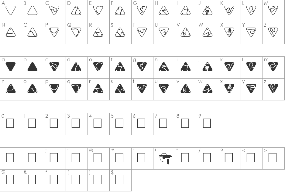 Trill font character map preview