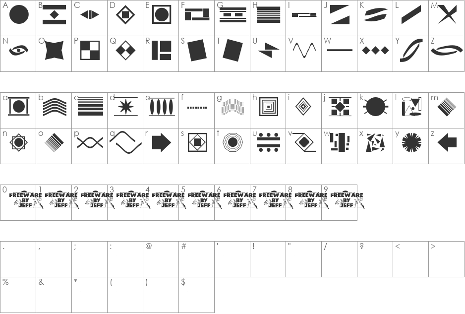 TrinkT font character map preview