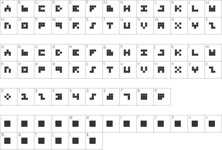 Trio Nona Tone font character map preview
