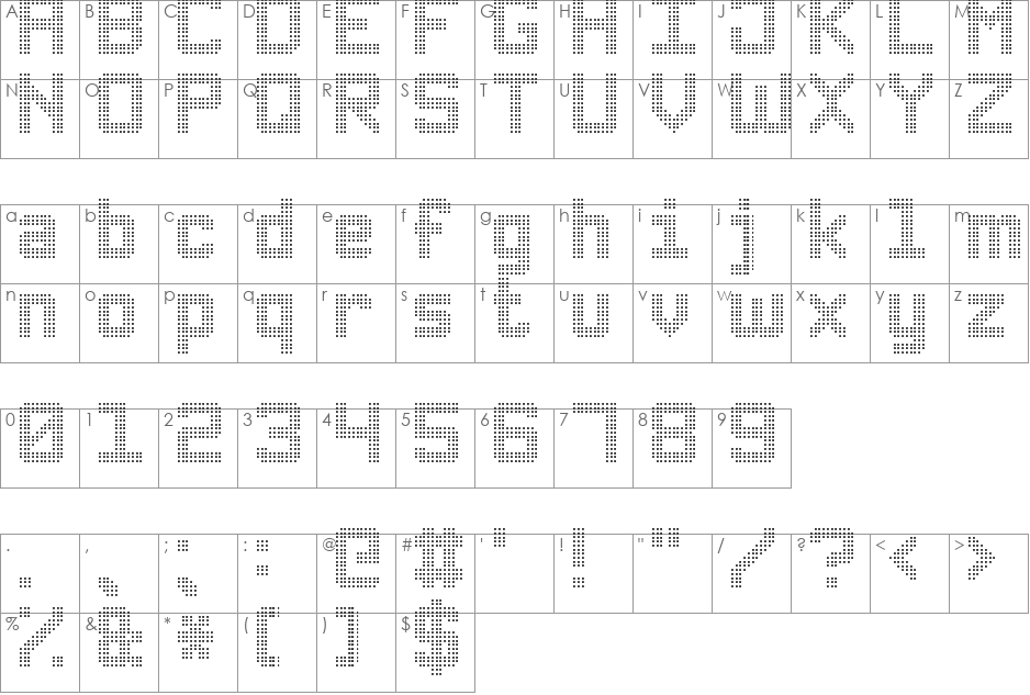 Triple Dot Digital-7 font character map preview