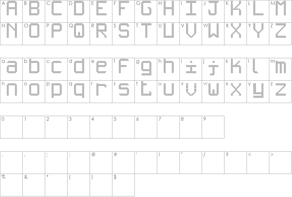 Tripleled ST font character map preview