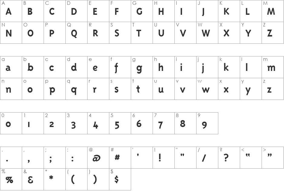 Triplex font character map preview