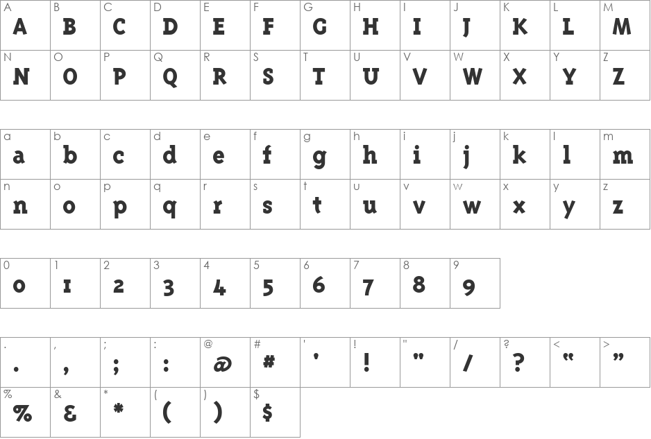 TriplexSerifExtrabold font character map preview