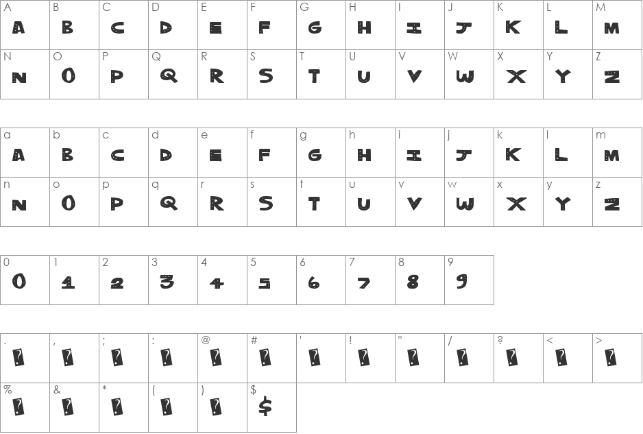 TrippleDots font character map preview