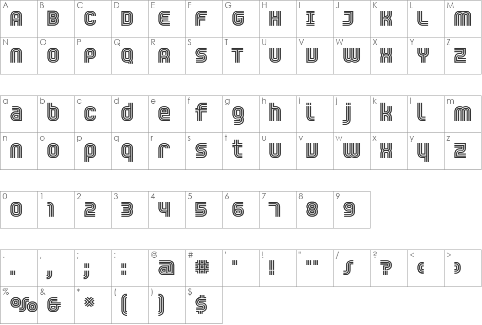 Trisect font character map preview