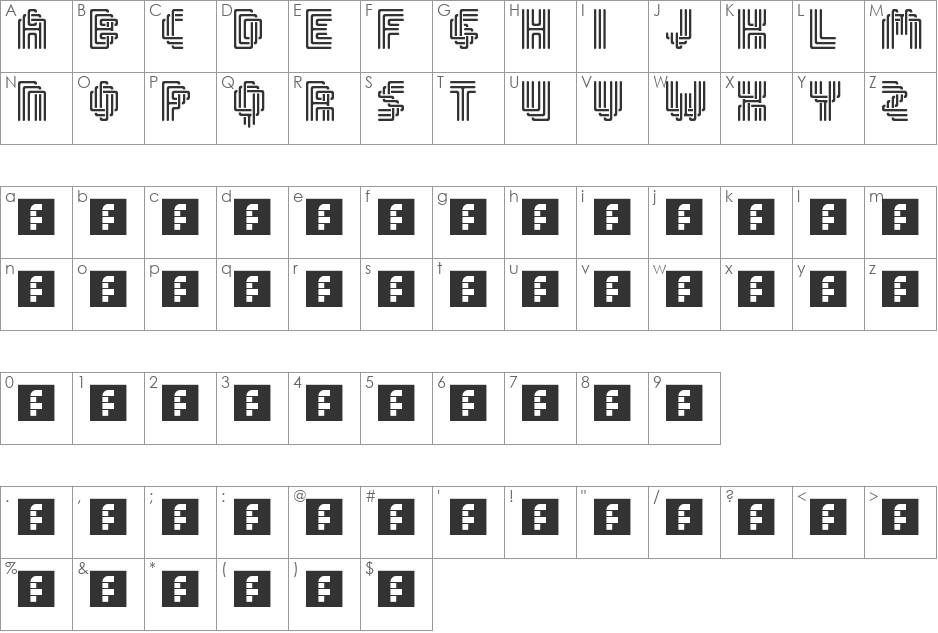 Tristeak Ribbon font character map preview