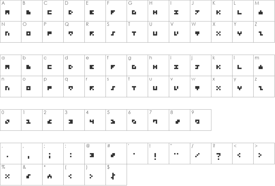 Trium font character map preview
