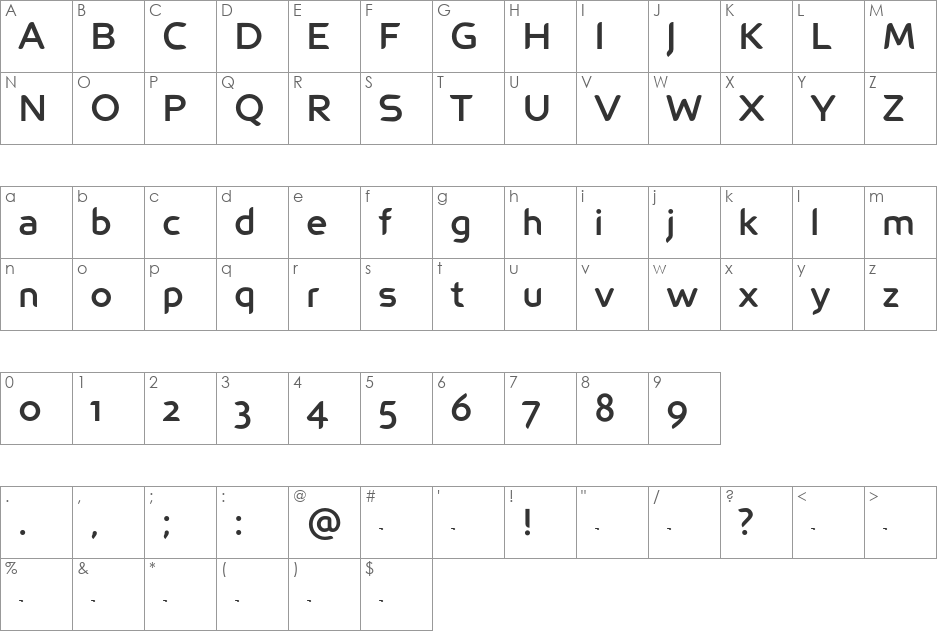 Trivia-Regular font character map preview