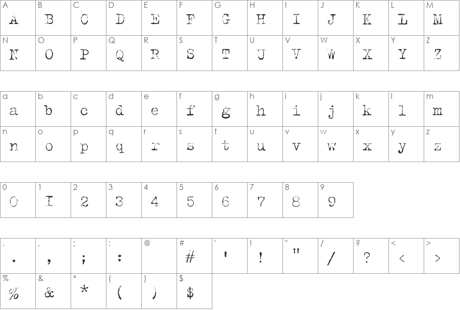 TrixieCyr font character map preview